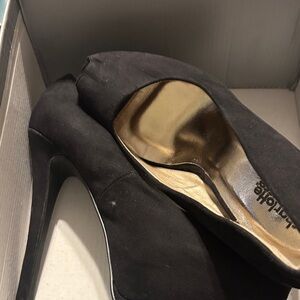 Charlotte Russe Black Heels with Gold Accent